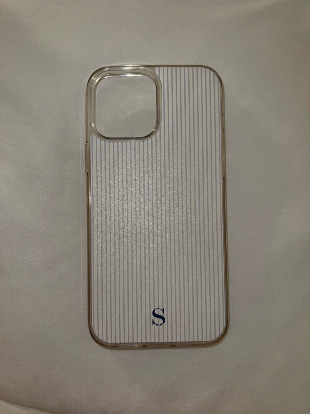 Monogram 'S' Slim Clear Stripe Phone Case - White